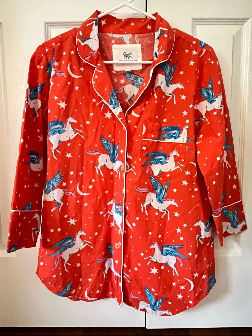 Printfresh Pegasus Organic Cotton Pajama Top – XS – Orange Coral Color